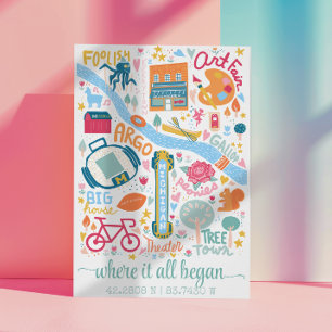 Ann Arbor Michigan Map Benutzerdefinierte Koordina Poster