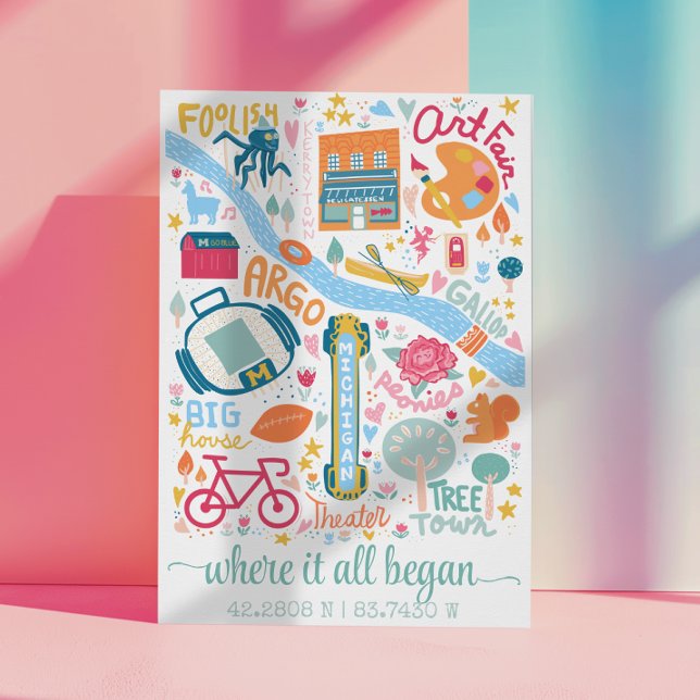 Ann Arbor Michigan Map Benutzerdefinierte Koordina Poster (Von Creator hochgeladen)