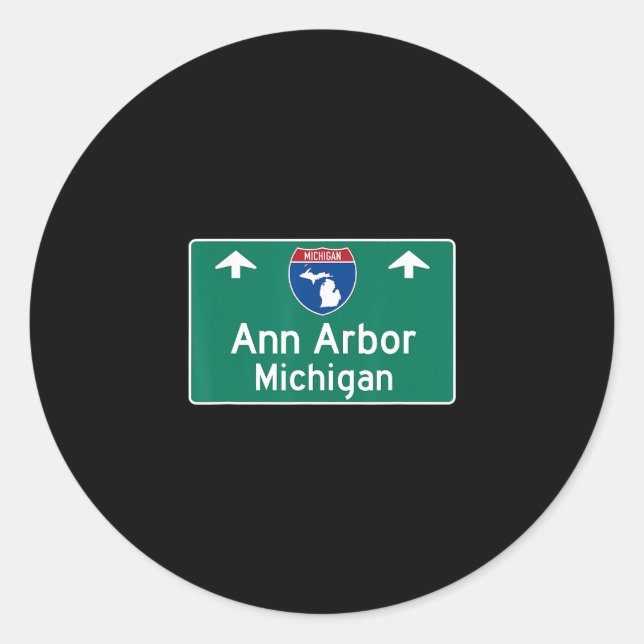 Ann Arbor Michigan Mi Interstate Highway Vacation  Runder Aufkleber (Vorderseite)