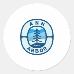 Ann Arbor Michigan Mi Retro-Winterwald-Souvenir Runder Aufkleber