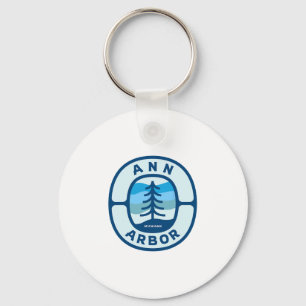 Ann Arbor Michigan Mi Retro-Winterwald-Souvenir Schlüsselanhänger