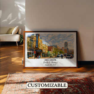 Ann Arbor Michigan Poster, Aquarell, Maßgeschneide Poster