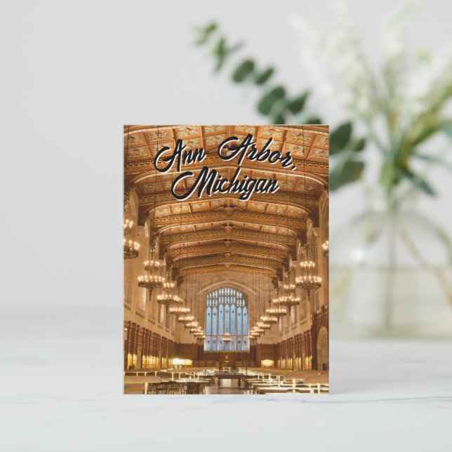 Ann Arbor, Michigan Quad Library Postcard Postkarte (Stehend Vorderseite)