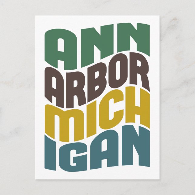 Ann Arbor Michigan Retro Wave Postkarte (Vorderseite)