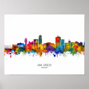 Ann Arbor Michigan Skyline Poster