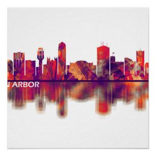 Ann Arbor Michigan Skyline Poster