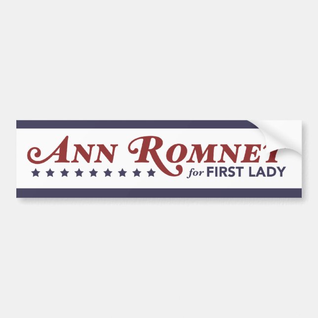 Ann Romney für den First Lady rot, weiß, Autoaufkleber (Vorne)