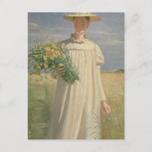 Anna Ancher kehrt von Blume Picking zurück, 1902 Postkarte