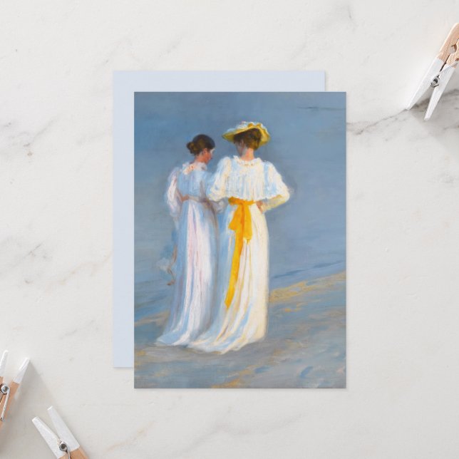 Anna Ancher und Marie Krøyer am Strand, Krøyer Einladung (Vorderseite/Rückseite Beispiel)