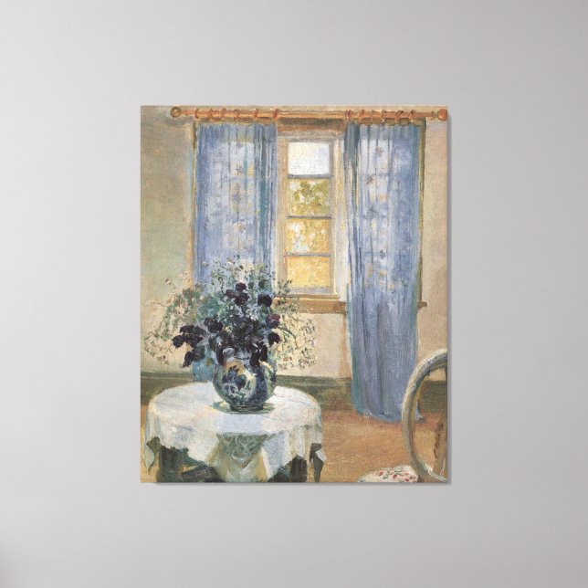 Anna Anchers Blue Clematis im Künstlerstudio Leinwanddruck (Vorderseite)