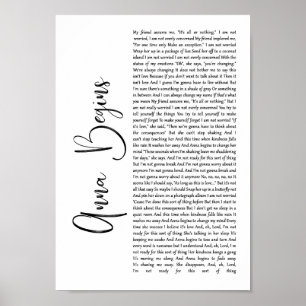 Anna beginnt White Script Song Lyric Wall Art Prin Poster