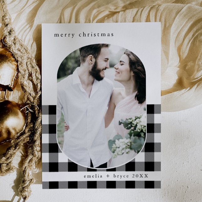 ANNA Black Buffalo Kariertes Foto Feiertagskarte (ANNA Black Buffalo Plaid Family Photo Christmas Holiday Card)