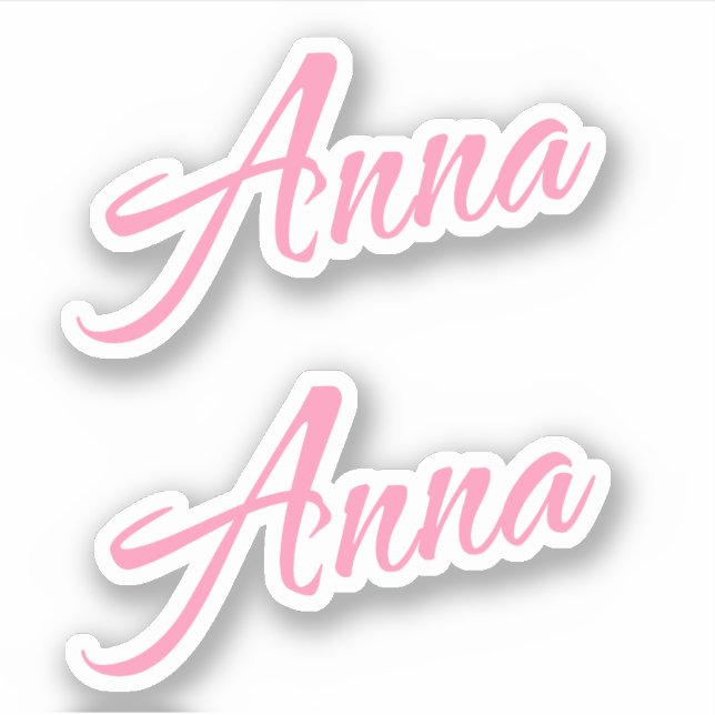 Anna Decorative Name in Pink x2 Aufkleber (Vorderseite)