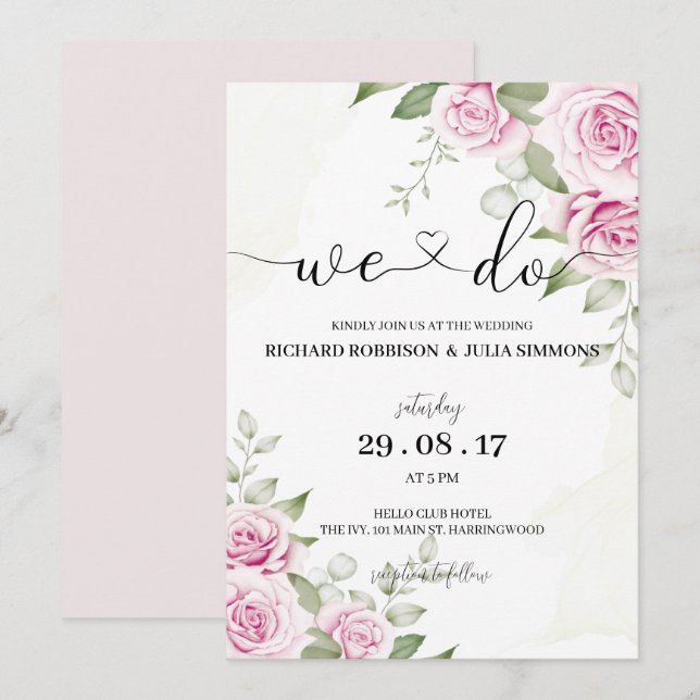 ANNA Einladung zur Hochzeit / Wir tun, Aquarellfar (Vorne/Hinten)