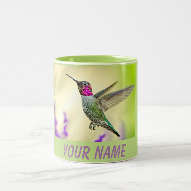 Anna Hummingbird im Flugverkehr Zweifarbige Tasse (Mittel)