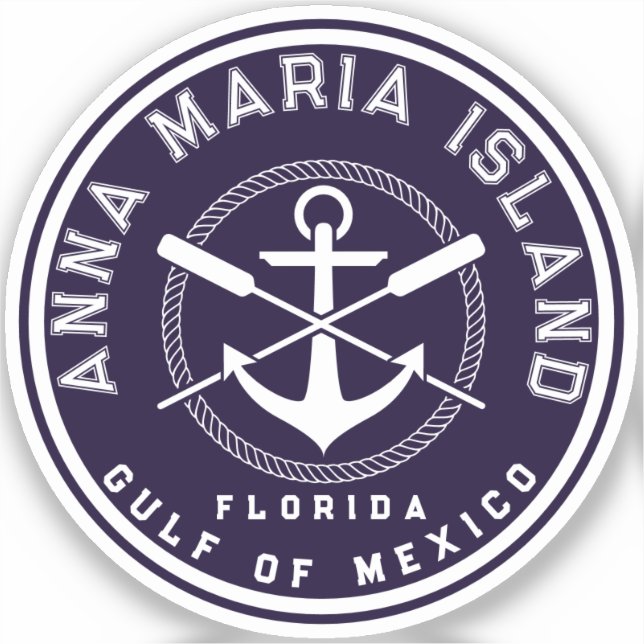 Anna Maria Insel Florida Navy Oars Anchor Aufkleber (Vorderseite)