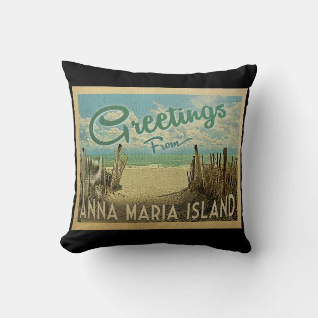 Anna Maria Island Beach Vintage Travel Kissen (Vorderseite)