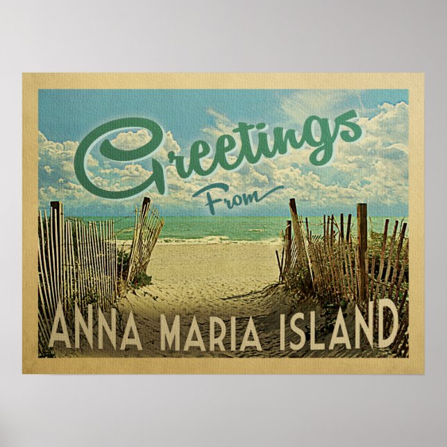 Anna Maria Island Beach Vintage Travel Poster (Vorne)