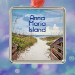 Anna Maria Island Florida Beach Foto Ornament Aus Metall<br><div class="desc">Anna Maria Island Florida Foto am Strand von Bradenton von einem schönen Strandweg zum Ozean mit Holzgeländer,  Sand,  Haferflocken,  und dieser erste Blick auf den Ozean.</div>