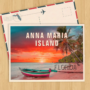 Anna Maria Island Florida Palme Strand Vintage Postkarte