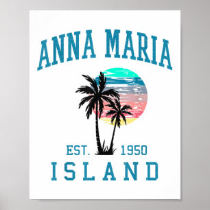 Anna Maria Island Florida Vintage Strand Palmen Poster