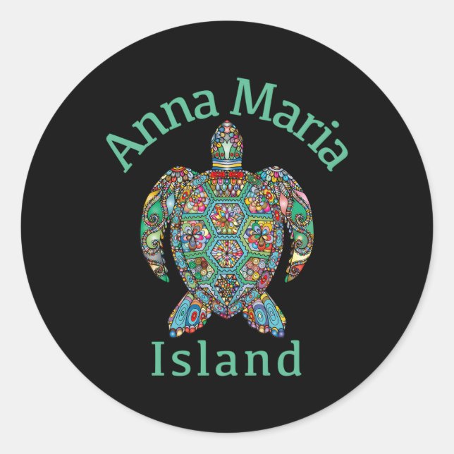 Anna Maria Island Tribal Turtle Runder Aufkleber (Vorderseite)