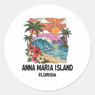 Anna Maria Island Tropischer Strand Souvenir Urlau Runder Aufkleber