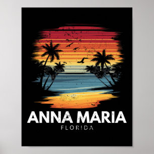 Anna Maria Strand Florida Surfbrett Surfen Vintage Poster