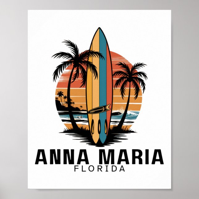 Anna Maria Strand Florida Surfen Surferin  Poster (Vorne)