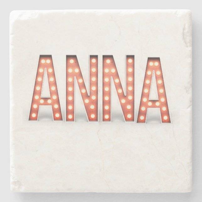Anna Marquee Lights Steinuntersetzer (Vorderseite)