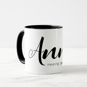 ANNA Name bedeutet minimale moderne schwarze Textm Tasse