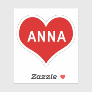 ANNA NAME Rotes Love Herz Vinyl Aufkleber