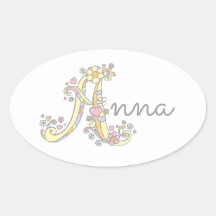 Anna oder Ihr Name, beginnend mit einem Label Ovaler Aufkleber