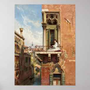 Anna Passini auf dem Balkon von Ludwig Passini Poster