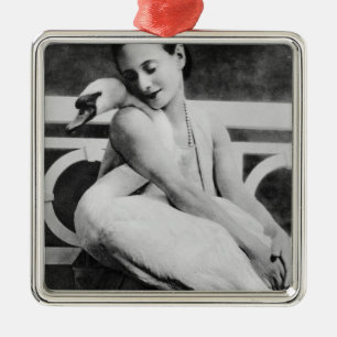 Anna Pavlova mit ihrem Haustierschwan Jack, c.1905 Silbernes Ornament