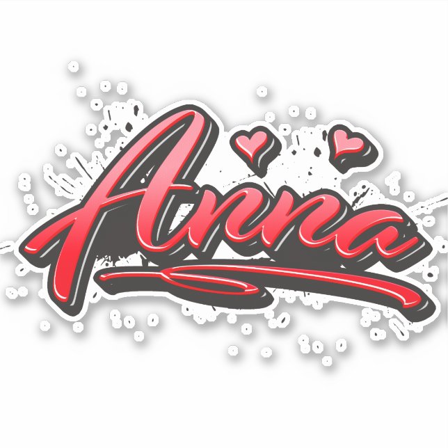 Anna red Heart Graffiti Aufkleber Sticker (Vorderseite)