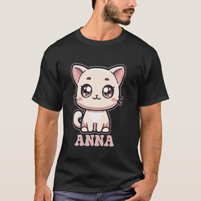 Anna Süßes Kätzchen Katze Design für Mädchen Name  T-Shirt (Vorderseite)