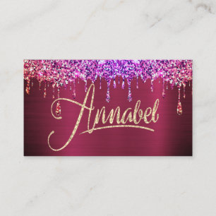 Annabel Pink Glitter Drips Visitenkarte