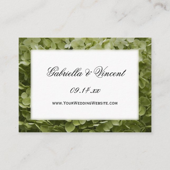 Annabelle Hydrangea Wedding Website Card Begleitkarte (Vorderseite)