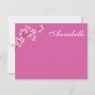 Annabelle Pink Blossoms Bat Mitzwa Danke Mitteilungskarte