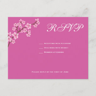 Annabelle Pink Blossoms Bat Mizwa RSVP Karte