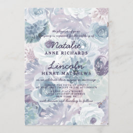 Annabelle Vintag Blue Floral Watercolor Wedding Einladung