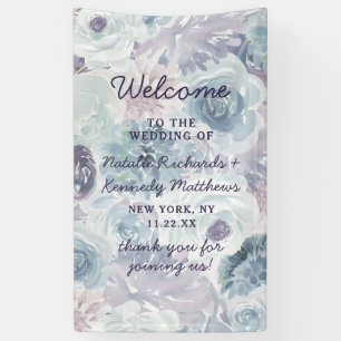 Annabelle Vintag Blue Floral Wedding Willkommen Banner
