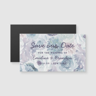 Annabelle Vintage Blaue Florale Rustikale Hochzeit Magnetkarte