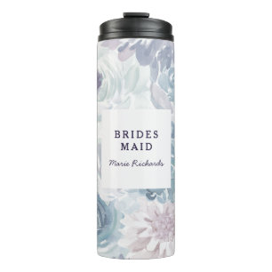 Annabelle Vintage Blaue Florale Wasserfarbe Hochze Thermosbecher
