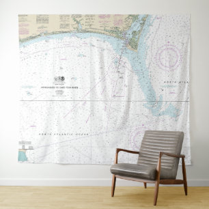 Annäherung an Cape Fear River Nautical Chart 11536 Wandteppich