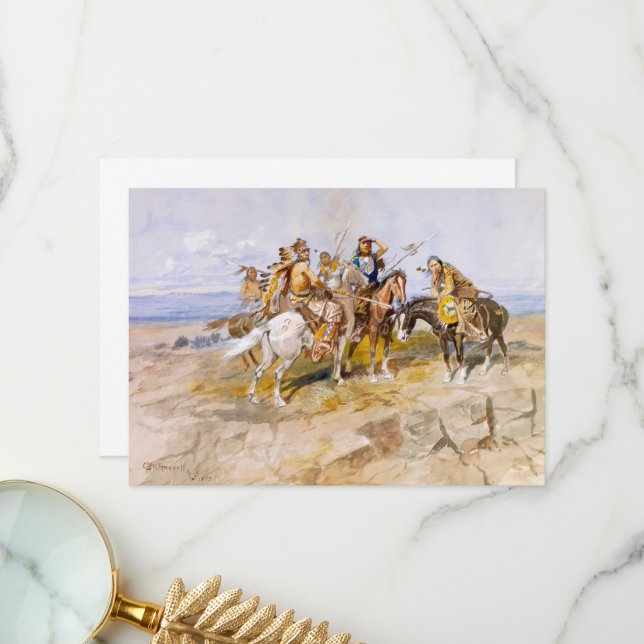 Annäherung der Weißen durch C. M. Russell Dankeskarte (Vorderseite/Rückseite Beispiel)