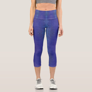 Annahme Blue Indigo Violet Boho Medallions Capri Leggings