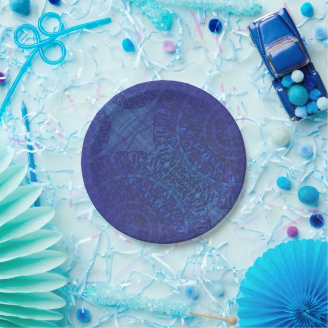 Annahme | Blue Indigo Violet Boho Medallions Pappteller (Party)