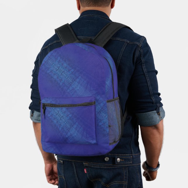 Annahme | Blue Indigo Violet Shibori Muster Bedruckter Rucksack (Insitu (Modell))